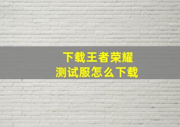 下载王者荣耀测试服怎么下载