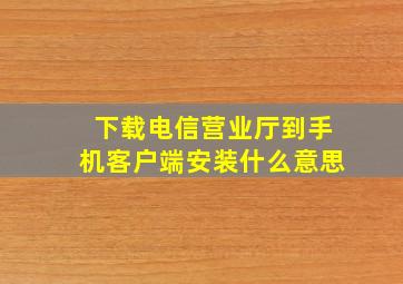 下载电信营业厅到手机客户端安装什么意思