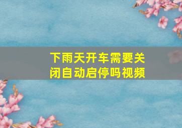 下雨天开车需要关闭自动启停吗视频