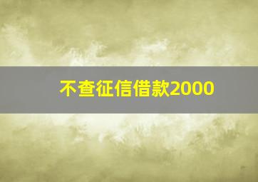 不查征信借款2000