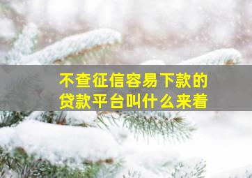 不查征信容易下款的贷款平台叫什么来着