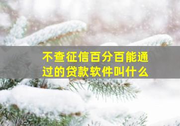 不查征信百分百能通过的贷款软件叫什么