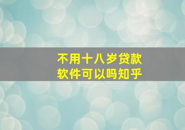 不用十八岁贷款软件可以吗知乎