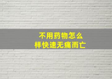 不用药物怎么样快速无痛而亡