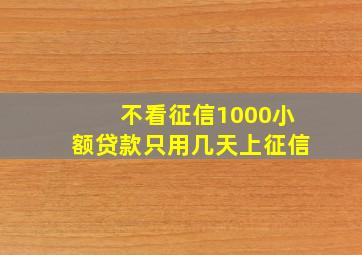 不看征信1000小额贷款只用几天上征信