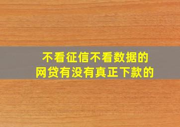 不看征信不看数据的网贷有没有真正下款的