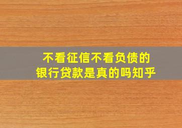 不看征信不看负债的银行贷款是真的吗知乎