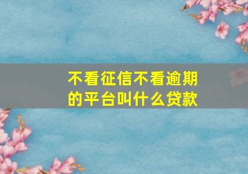 不看征信不看逾期的平台叫什么贷款