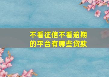 不看征信不看逾期的平台有哪些贷款