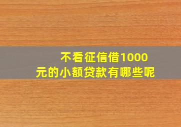 不看征信借1000元的小额贷款有哪些呢