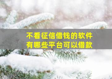 不看征信借钱的软件有哪些平台可以借款