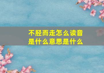 不胫而走怎么读音是什么意思是什么