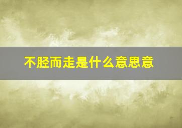 不胫而走是什么意思意