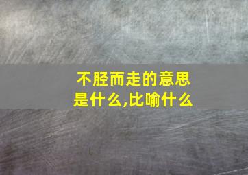 不胫而走的意思是什么,比喻什么