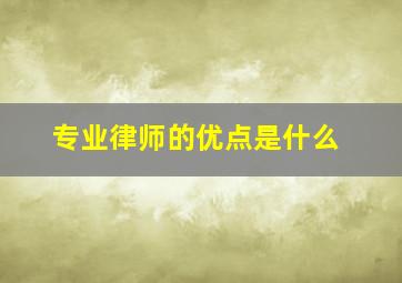 专业律师的优点是什么