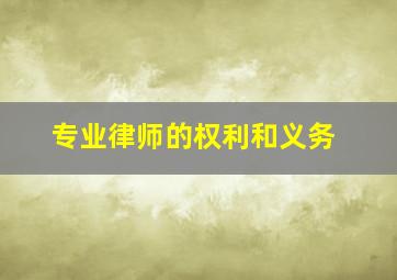 专业律师的权利和义务