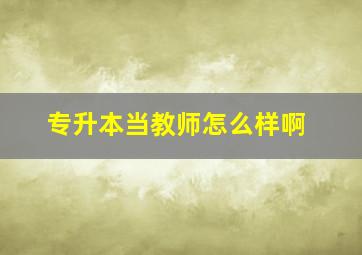 专升本当教师怎么样啊