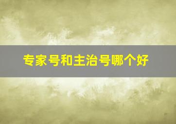 专家号和主治号哪个好