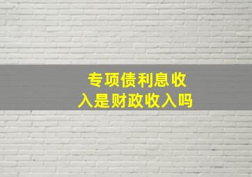 专项债利息收入是财政收入吗