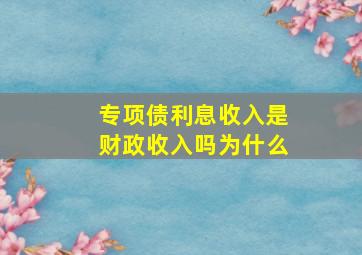 专项债利息收入是财政收入吗为什么