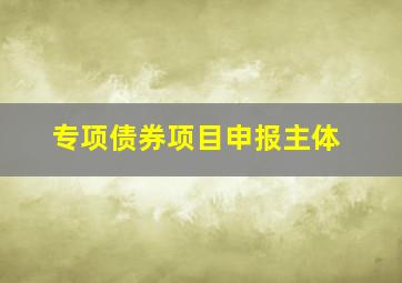 专项债券项目申报主体