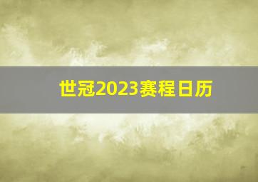 世冠2023赛程日历