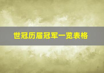 世冠历届冠军一览表格