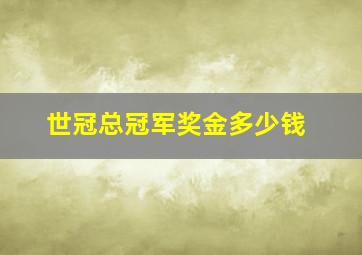 世冠总冠军奖金多少钱