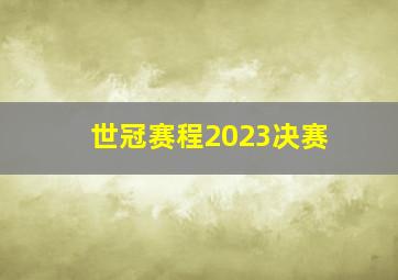 世冠赛程2023决赛