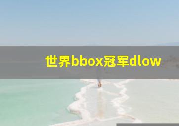 世界bbox冠军dlow