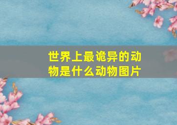 世界上最诡异的动物是什么动物图片