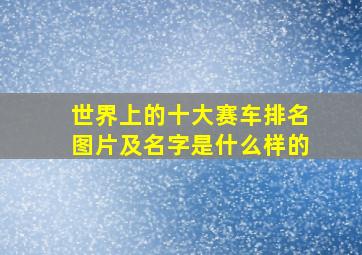 世界上的十大赛车排名图片及名字是什么样的