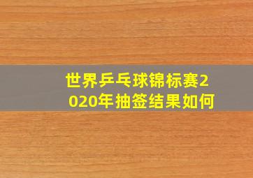 世界乒乓球锦标赛2020年抽签结果如何