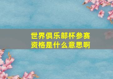 世界俱乐部杯参赛资格是什么意思啊