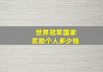 世界冠军国家奖励个人多少钱