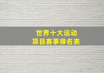 世界十大运动项目赛事排名表