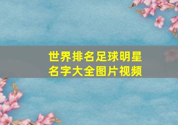 世界排名足球明星名字大全图片视频