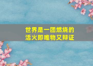 世界是一团燃烧的活火即唯物又辩证