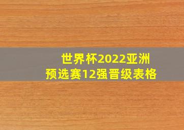 世界杯2022亚洲预选赛12强晋级表格