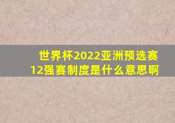 世界杯2022亚洲预选赛12强赛制度是什么意思啊