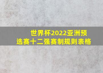 世界杯2022亚洲预选赛十二强赛制规则表格