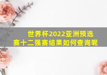 世界杯2022亚洲预选赛十二强赛结果如何查询呢