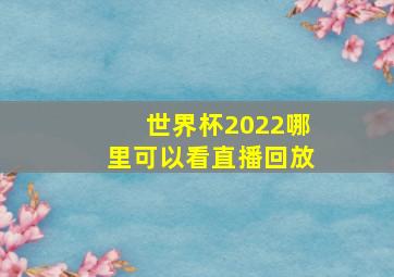 世界杯2022哪里可以看直播回放