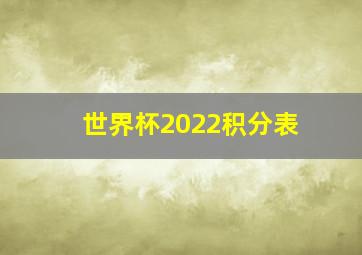 世界杯2022积分表