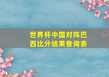 世界杯中国对阵巴西比分结果查询表