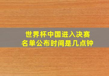 世界杯中国进入决赛名单公布时间是几点钟