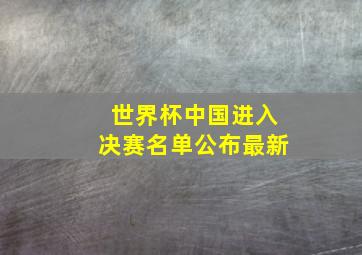 世界杯中国进入决赛名单公布最新