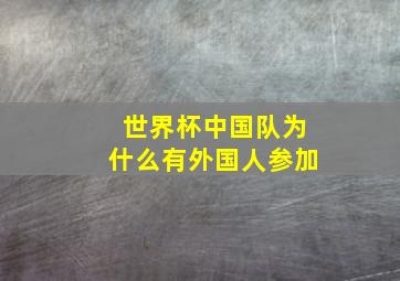 世界杯中国队为什么有外国人参加