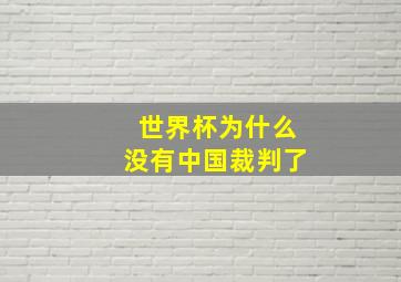 世界杯为什么没有中国裁判了