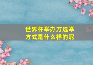 世界杯举办方选举方式是什么样的呢